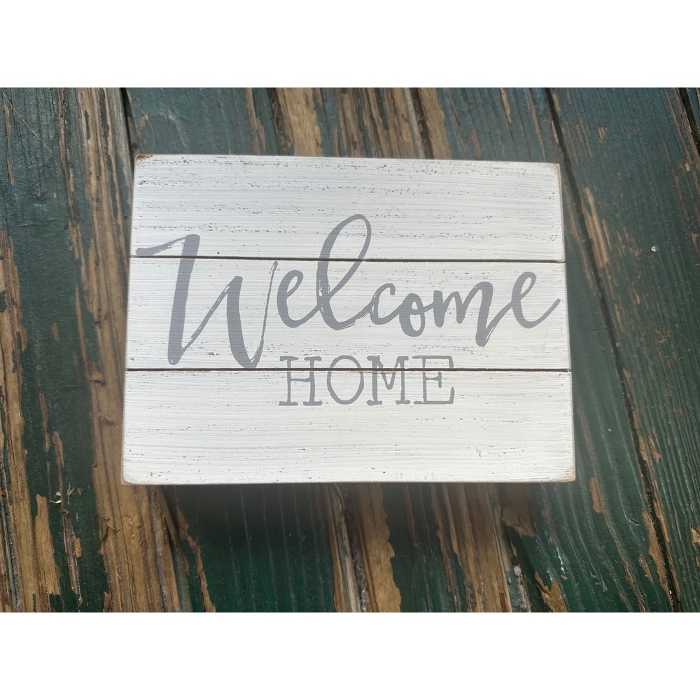 Hobby Lobby Welcome Home Wooden Wall Sign Distressed White Farmhouse Decor 8x6